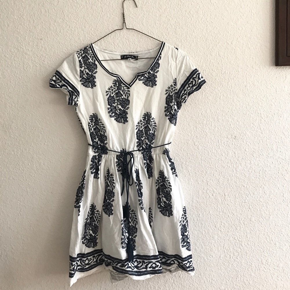 Blue and white dress
